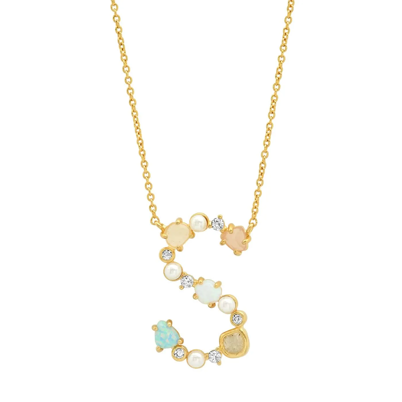 Opal Stone Monogram Necklace