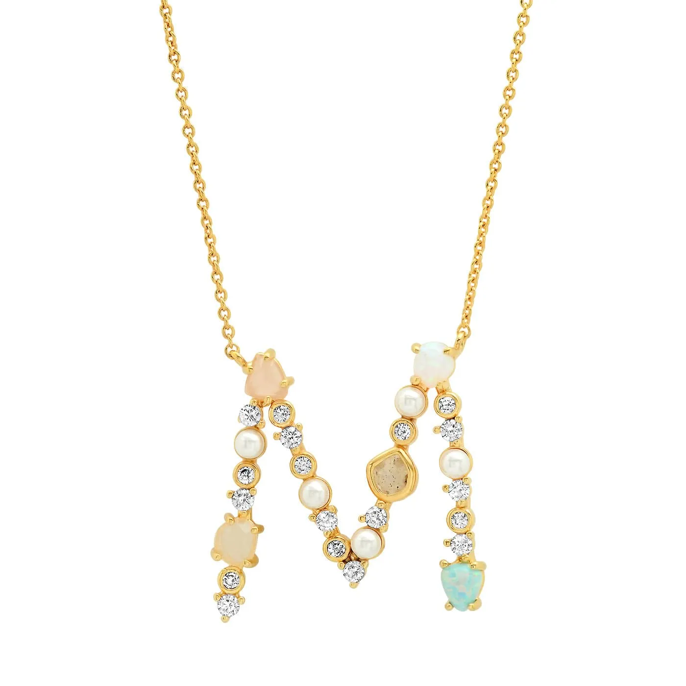 Opal Stone Monogram Necklace