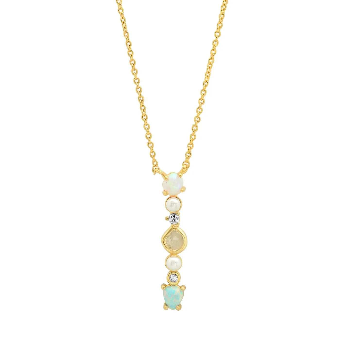 Opal Stone Monogram Necklace