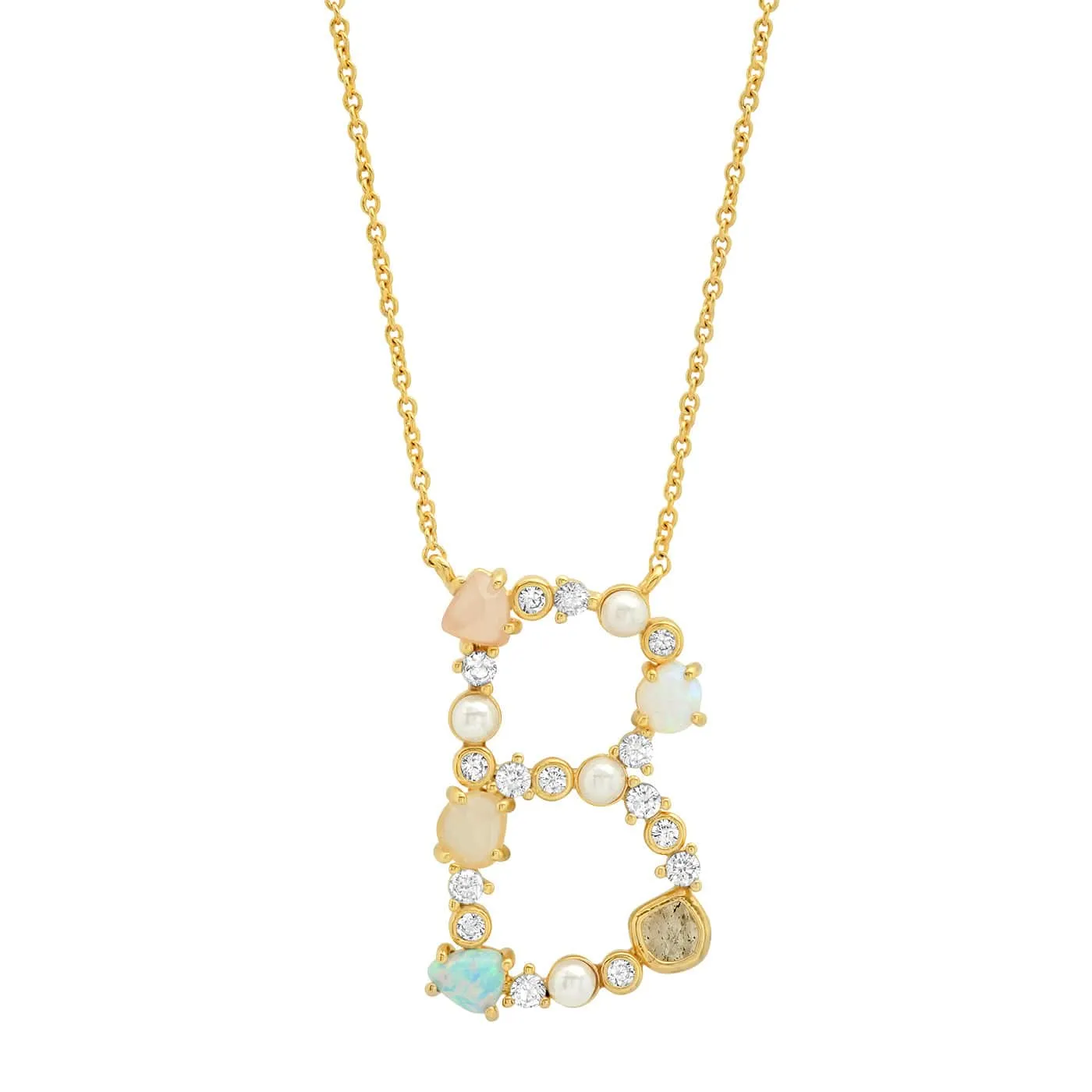 Opal Stone Monogram Necklace