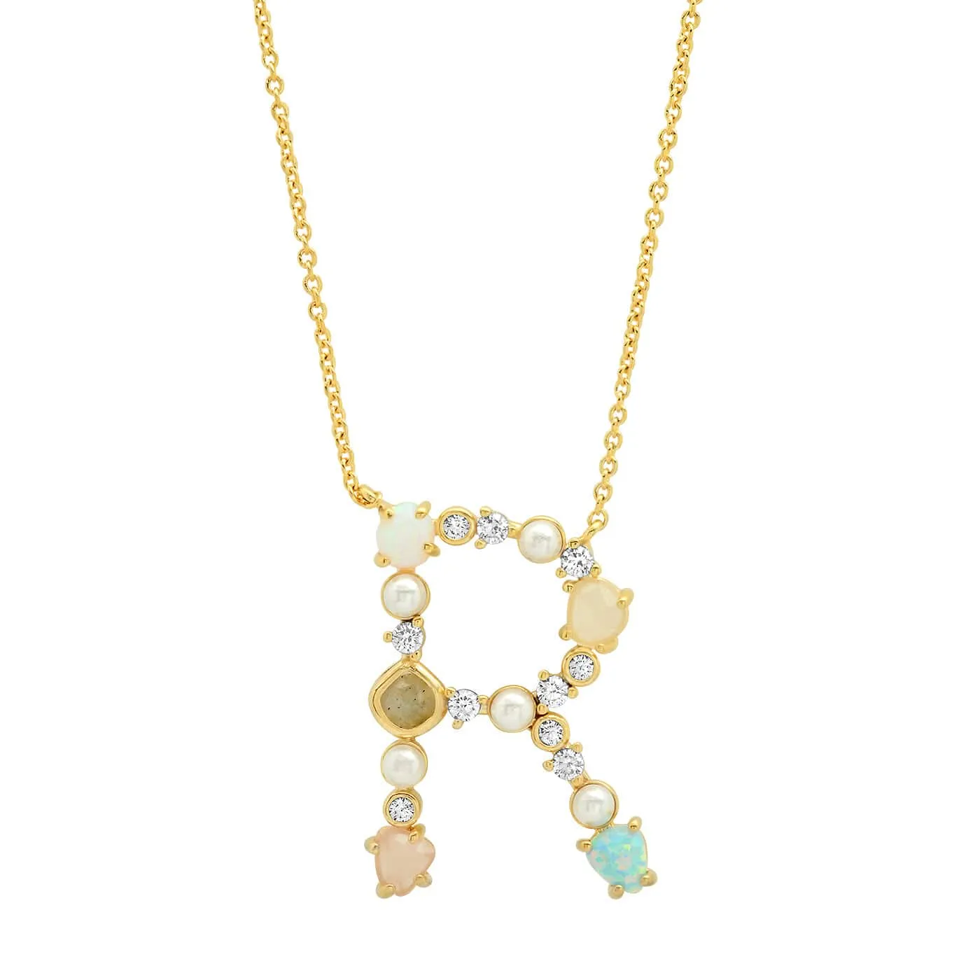 Opal Stone Monogram Necklace