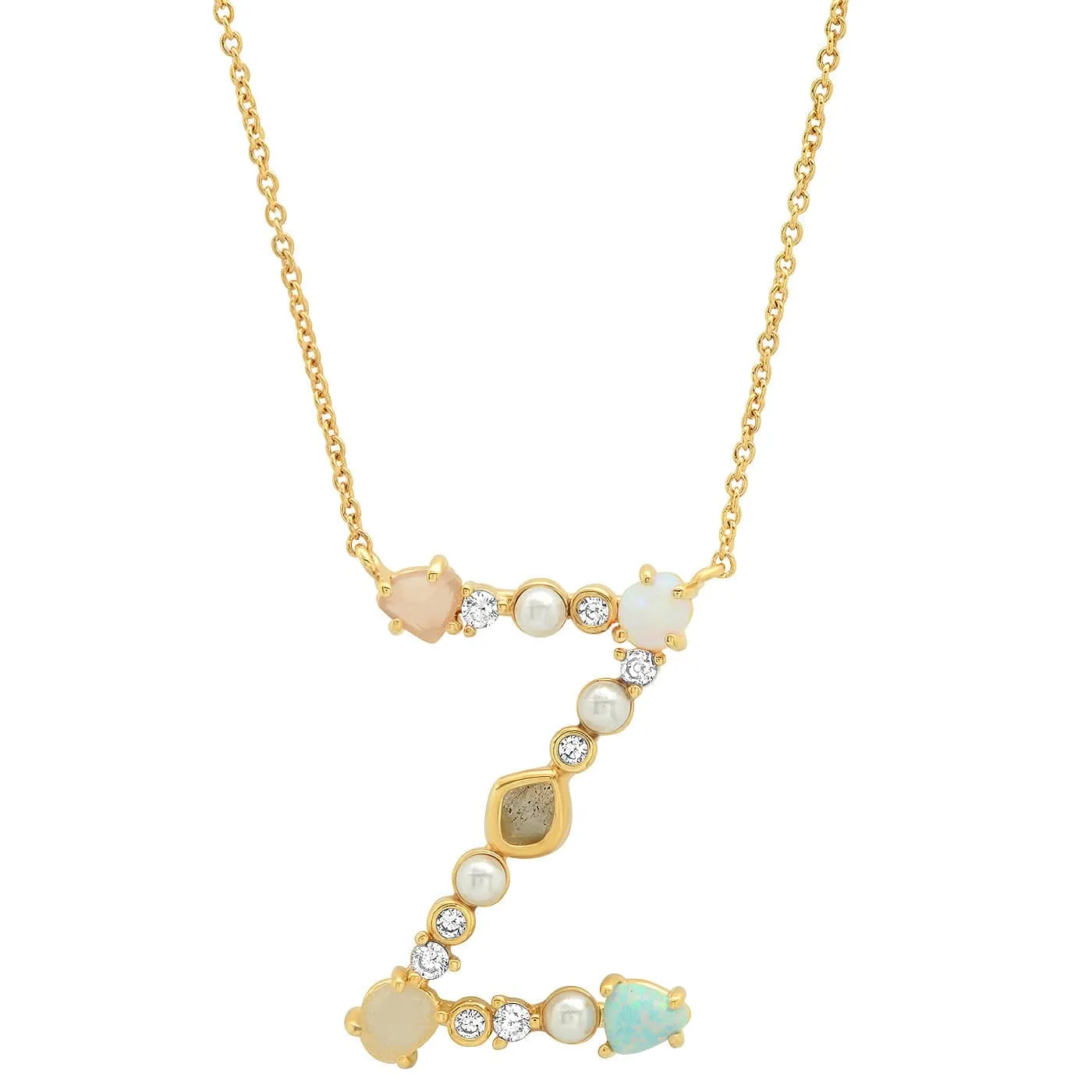 Opal Stone Monogram Necklace