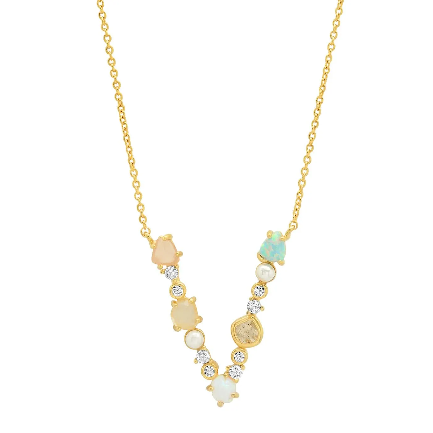 Opal Stone Monogram Necklace