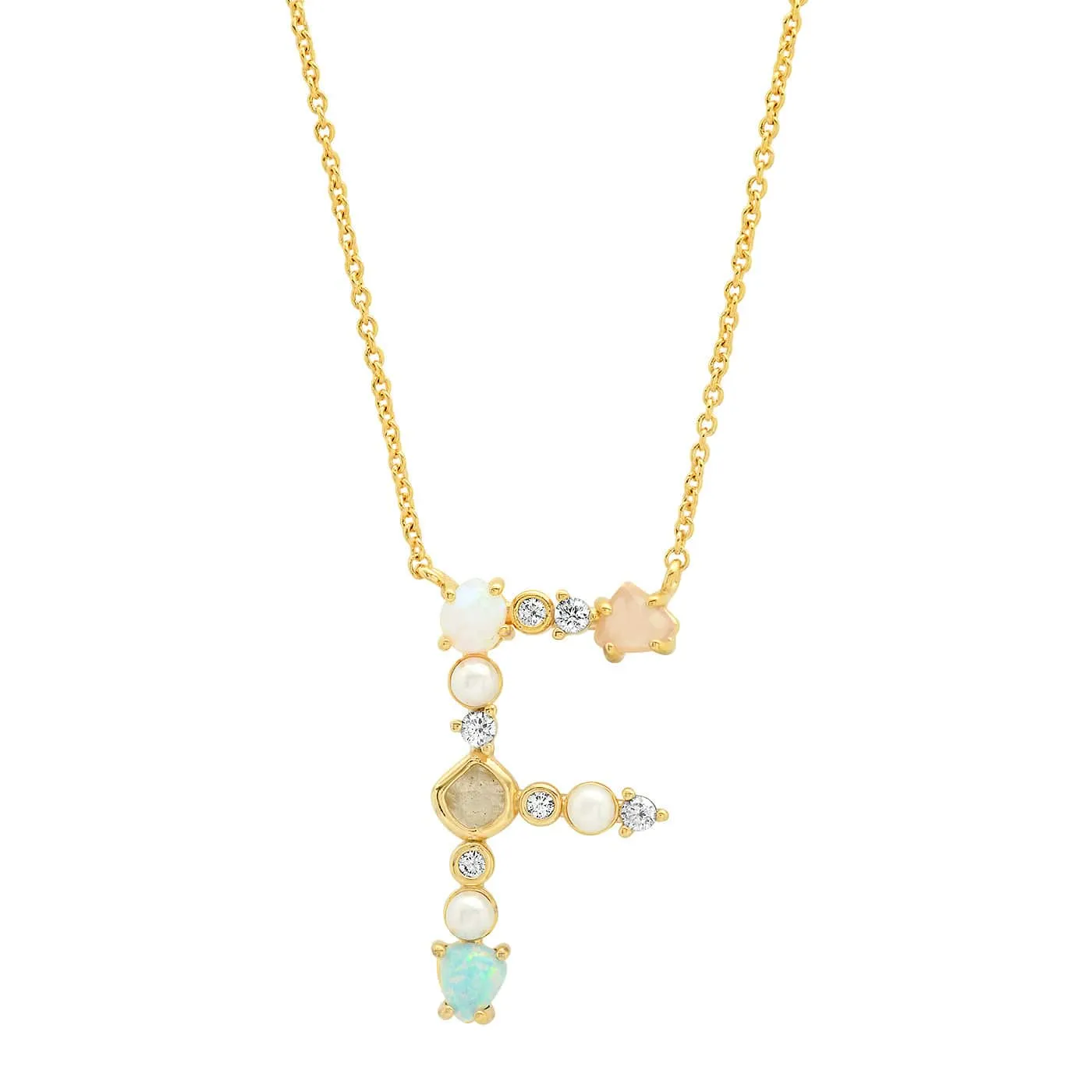 Opal Stone Monogram Necklace