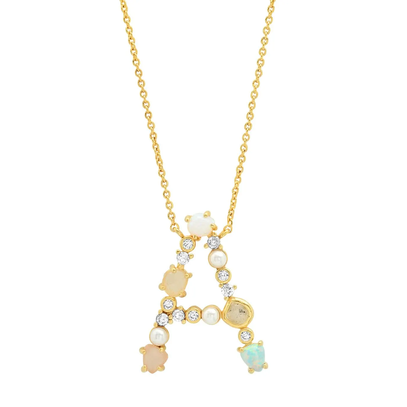 Opal Stone Monogram Necklace