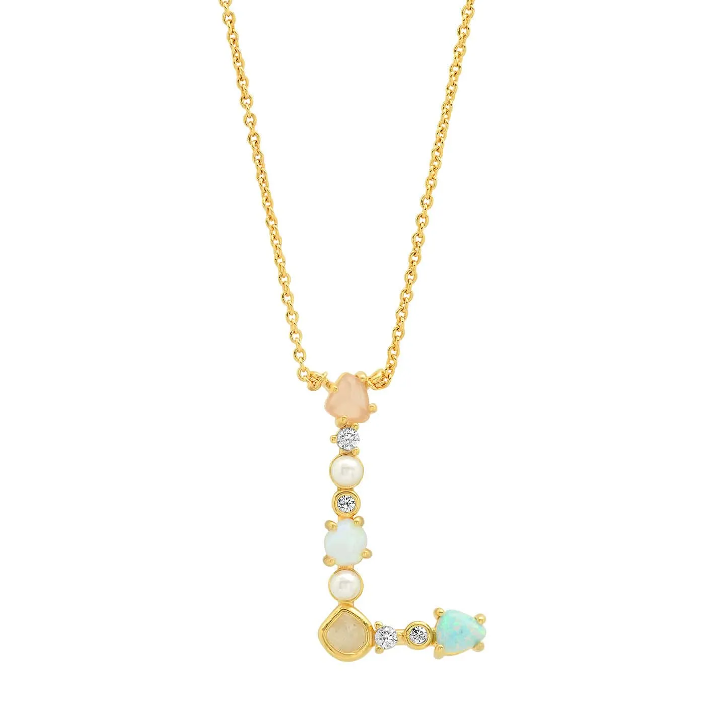 Opal Stone Monogram Necklace