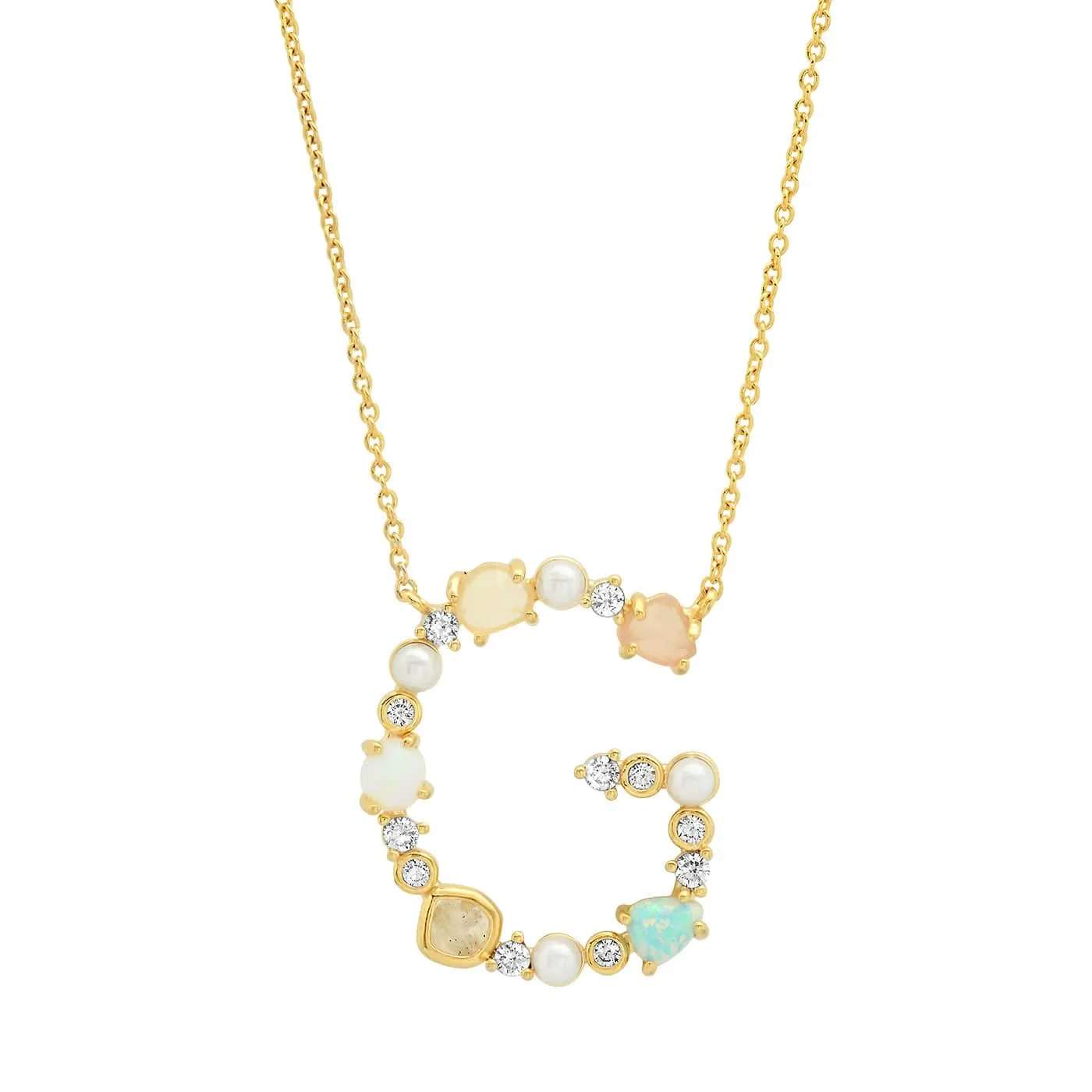 Opal Stone Monogram Necklace