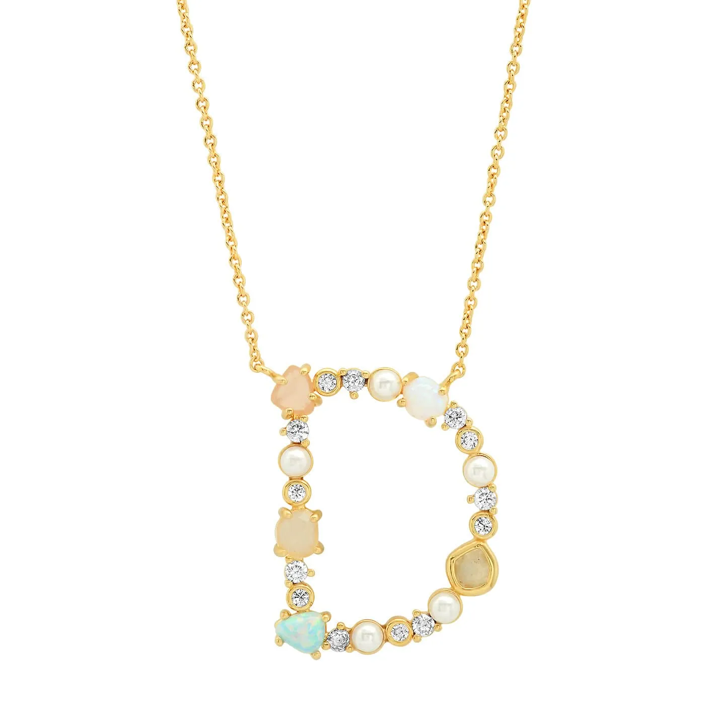 Opal Stone Monogram Necklace