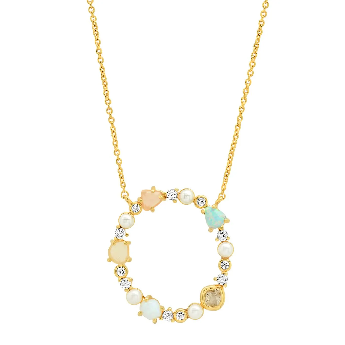 Opal Stone Monogram Necklace