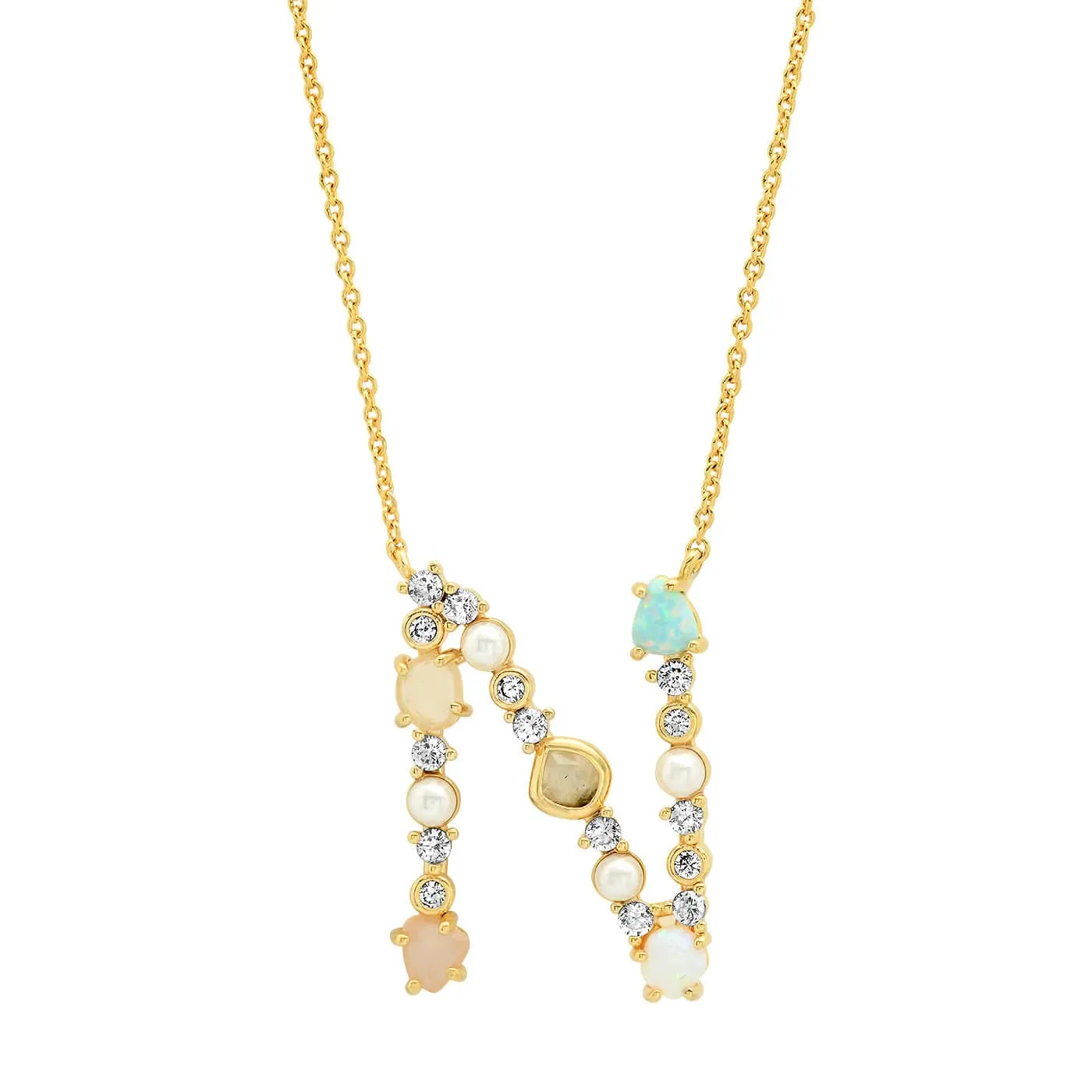 Opal Stone Monogram Necklace