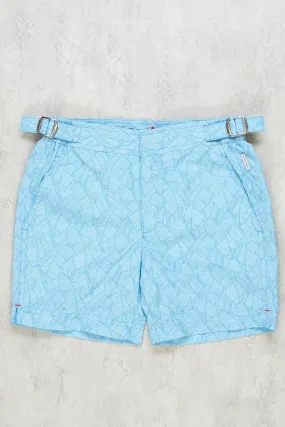 Orlebar Brown Boy's Blue Russell Mid Length Palm Print Bay Swim Short