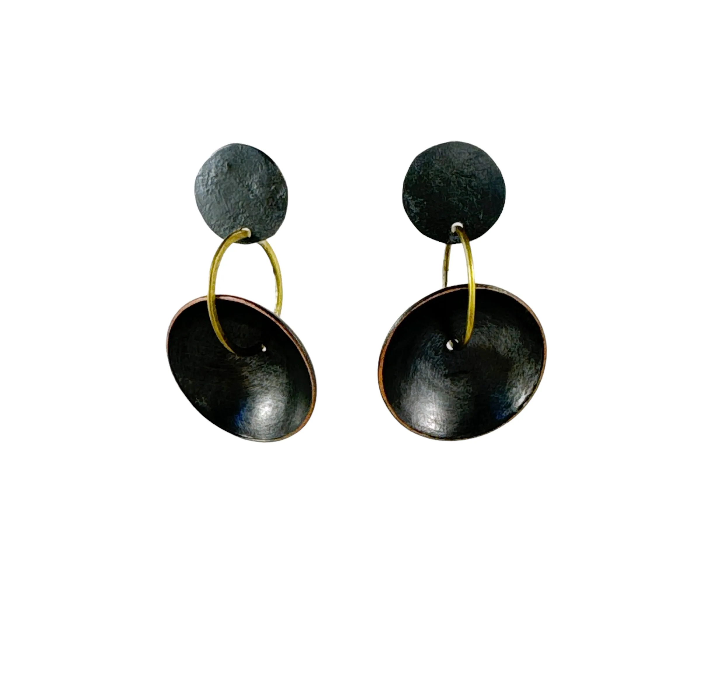 Oxidised Silver Stud with Black Copper Dome - Jane Hodgetts