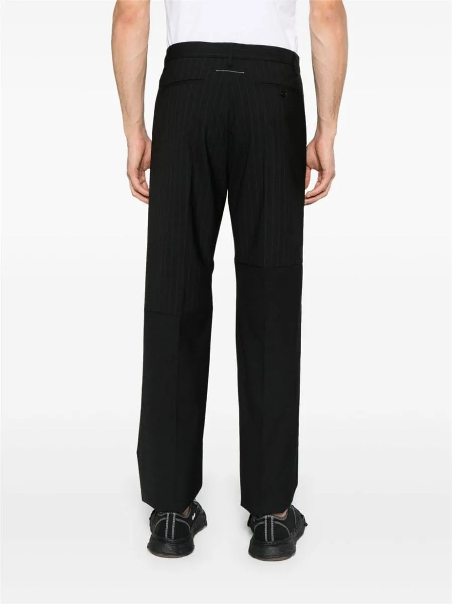 PANELLED PINSTRIPE TAILORED TROUSERS