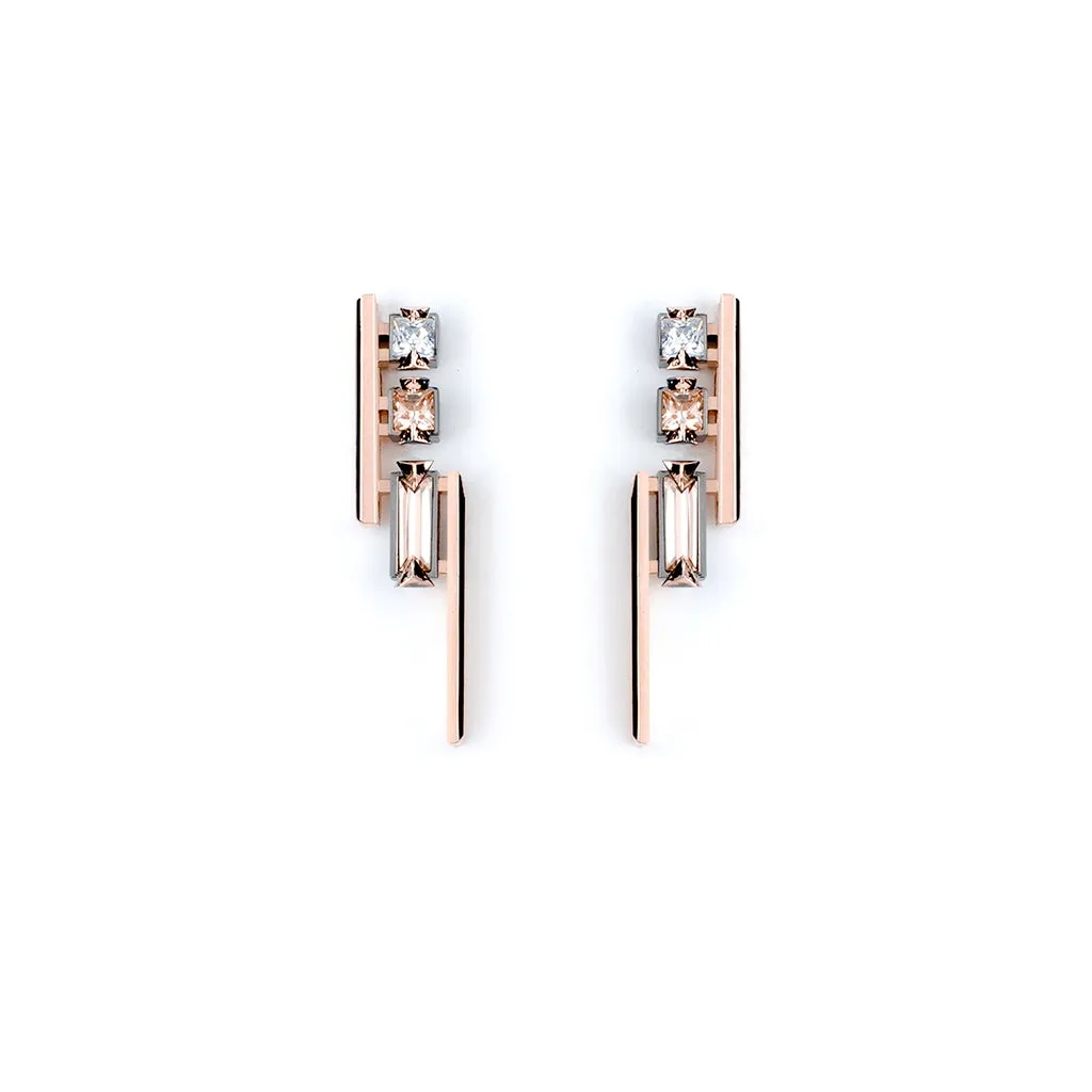 Pilot No.1 Earrings [Champagne/White gems]