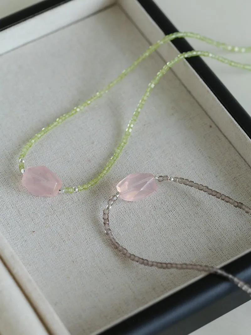 Pink Crystal Candy Cube Necklace