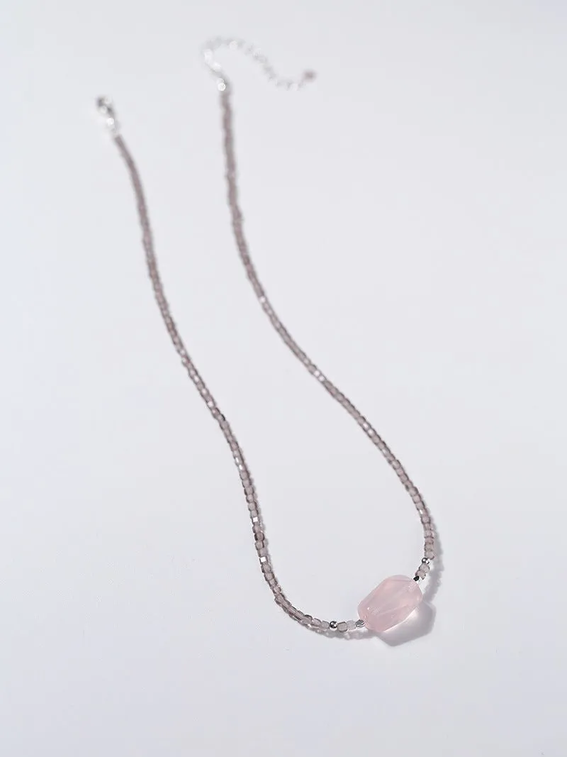 Pink Crystal Candy Cube Necklace