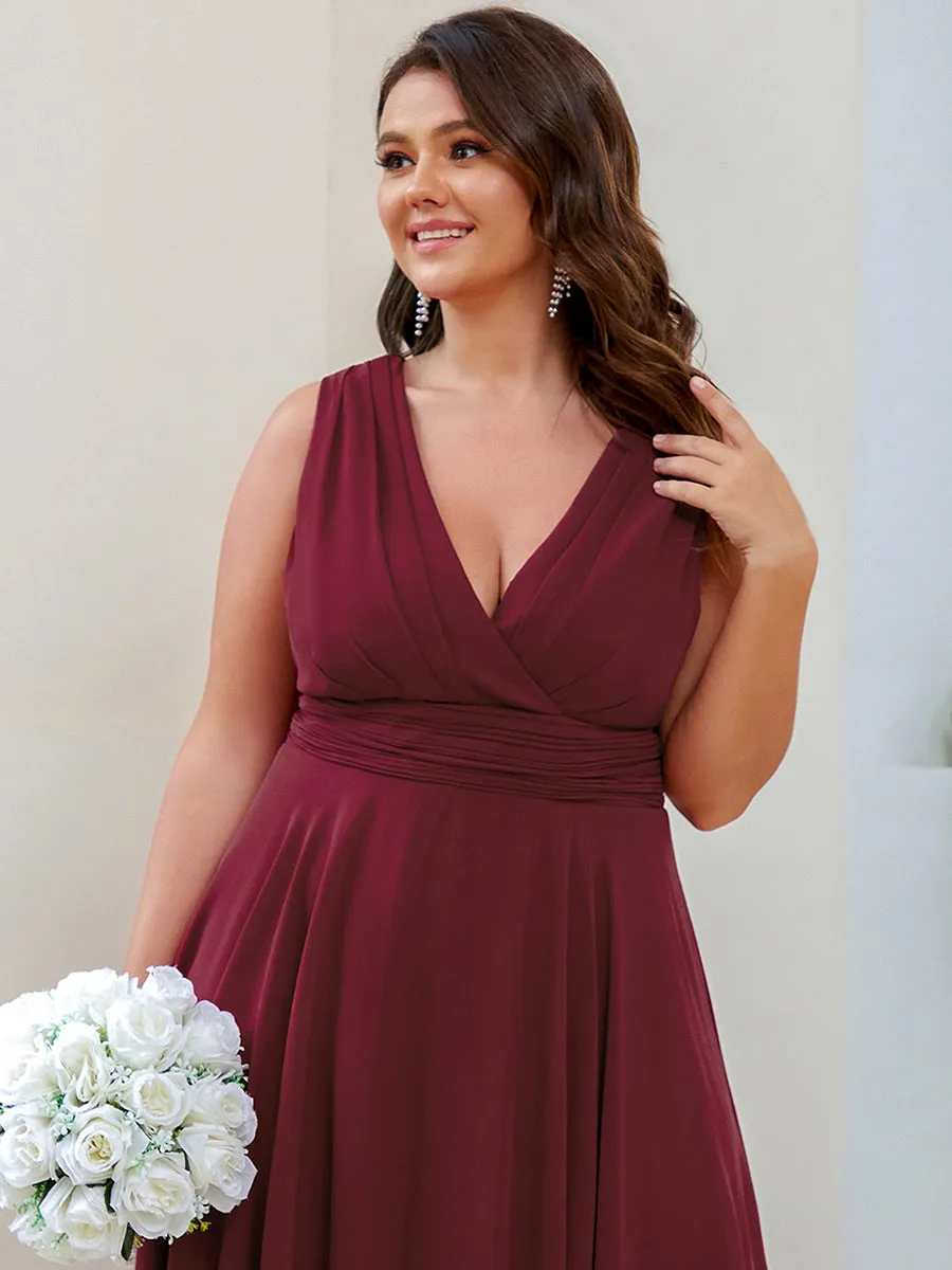 Plus Size Pretty Wholesale Knee Length Chiffon Bridesmaid Dress with Irregular Hem