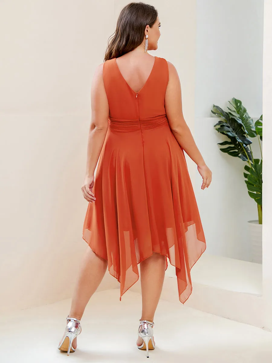 Plus Size Pretty Wholesale Knee Length Chiffon Bridesmaid Dress with Irregular Hem