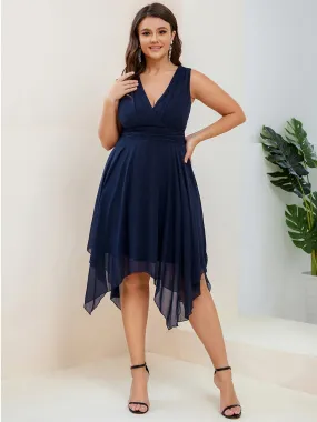 Plus Size Pretty Wholesale Knee Length Chiffon Bridesmaid Dress with Irregular Hem