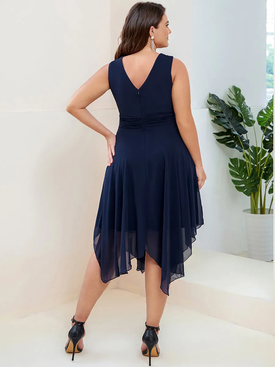 Plus Size Pretty Wholesale Knee Length Chiffon Bridesmaid Dress with Irregular Hem