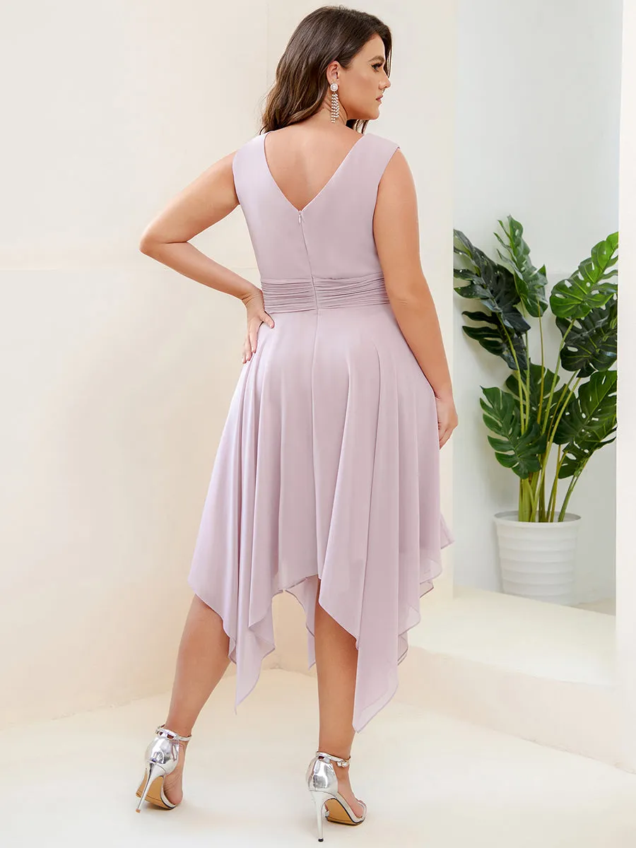 Plus Size Pretty Wholesale Knee Length Chiffon Bridesmaid Dress with Irregular Hem