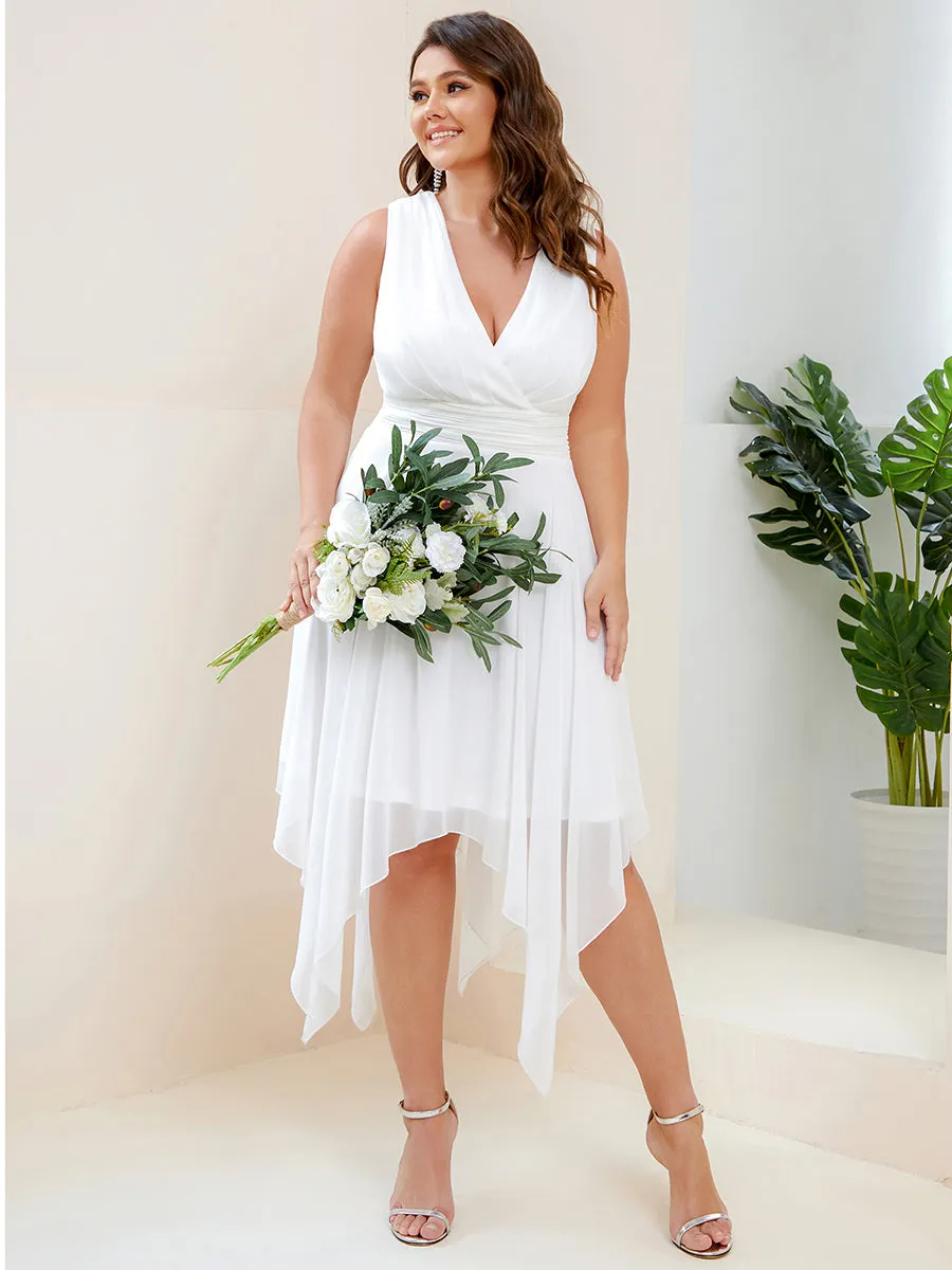 Plus Size Pretty Wholesale Knee Length Chiffon Bridesmaid Dress with Irregular Hem