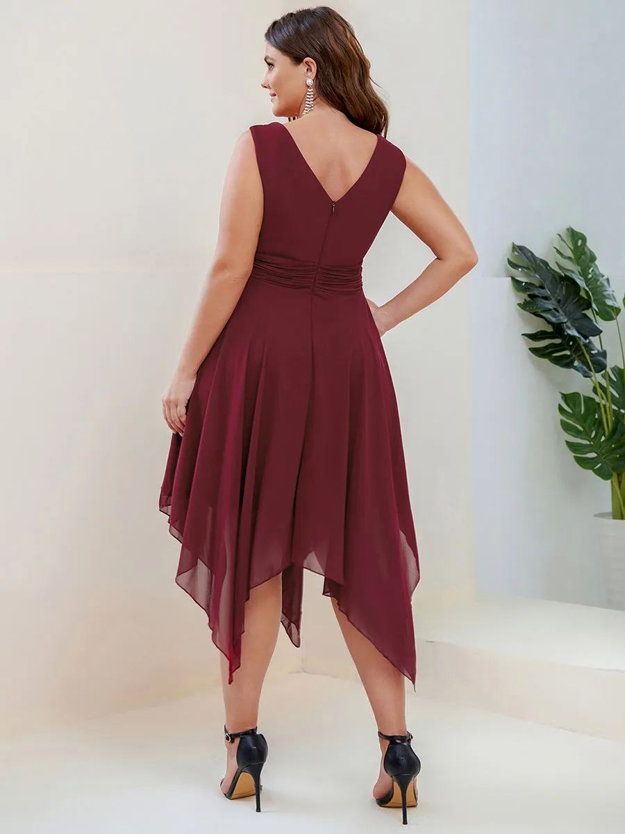 Plus Size Pretty Wholesale Knee Length Chiffon Bridesmaid Dress with Irregular Hem