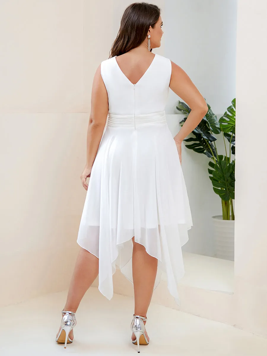 Plus Size Pretty Wholesale Knee Length Chiffon Bridesmaid Dress with Irregular Hem