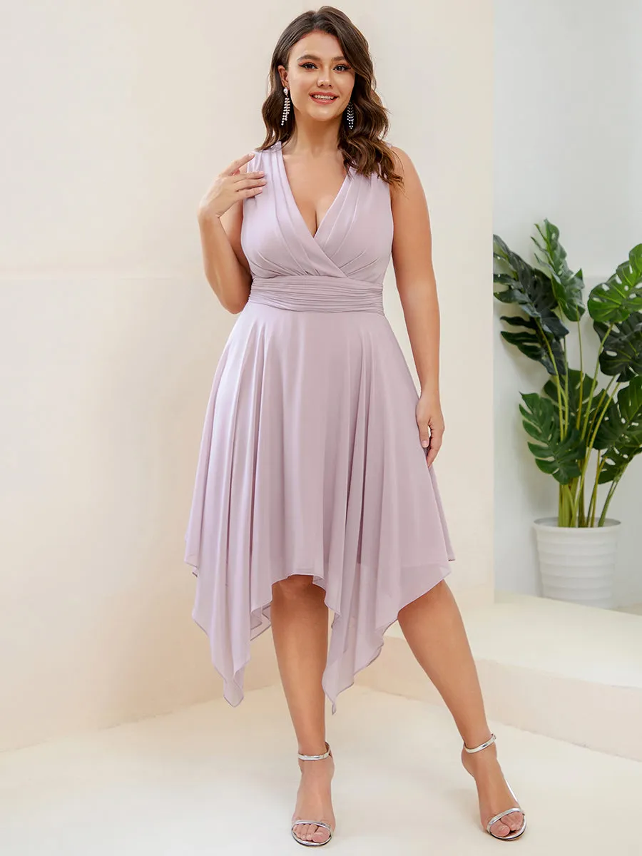 Plus Size Pretty Wholesale Knee Length Chiffon Bridesmaid Dress with Irregular Hem