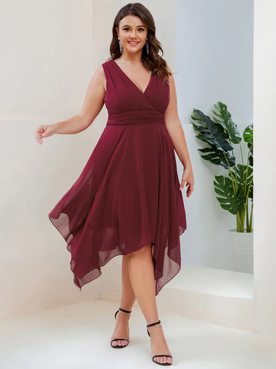 Plus Size Pretty Wholesale Knee Length Chiffon Bridesmaid Dress with Irregular Hem