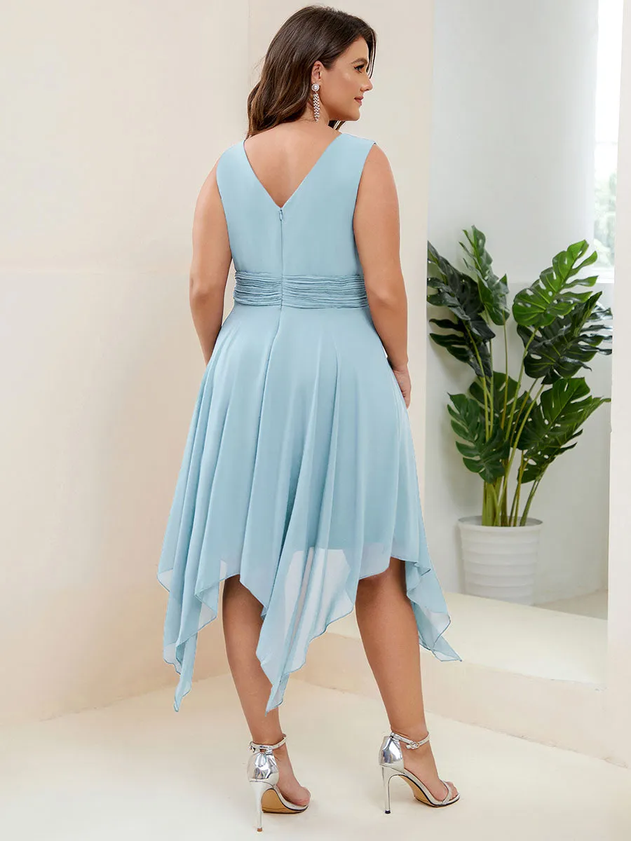 Plus Size Pretty Wholesale Knee Length Chiffon Bridesmaid Dress with Irregular Hem