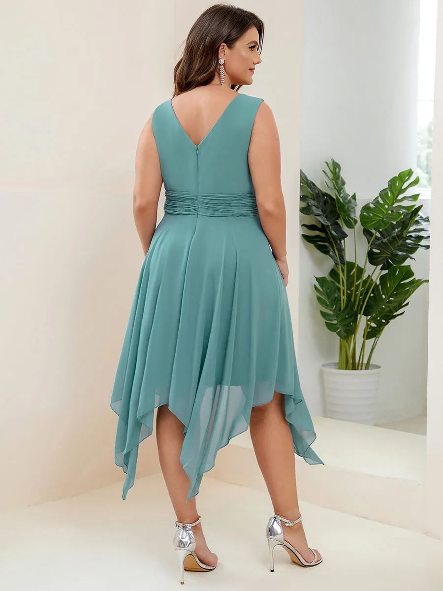 Plus Size Pretty Wholesale Knee Length Chiffon Bridesmaid Dress with Irregular Hem