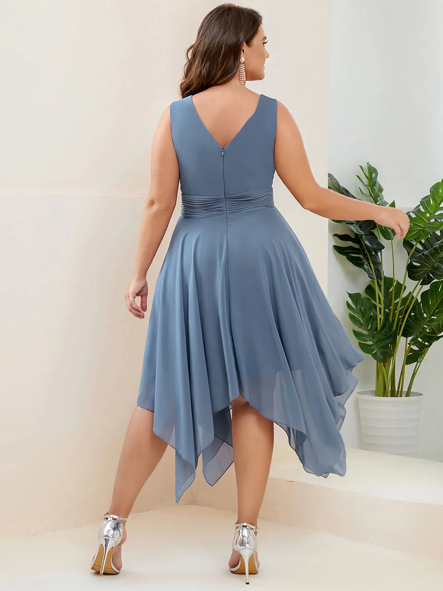 Plus Size Pretty Wholesale Knee Length Chiffon Bridesmaid Dress with Irregular Hem