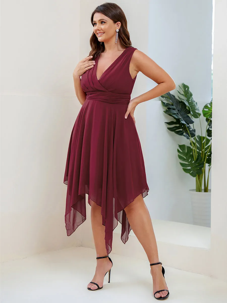 Plus Size Pretty Wholesale Knee Length Chiffon Bridesmaid Dress with Irregular Hem