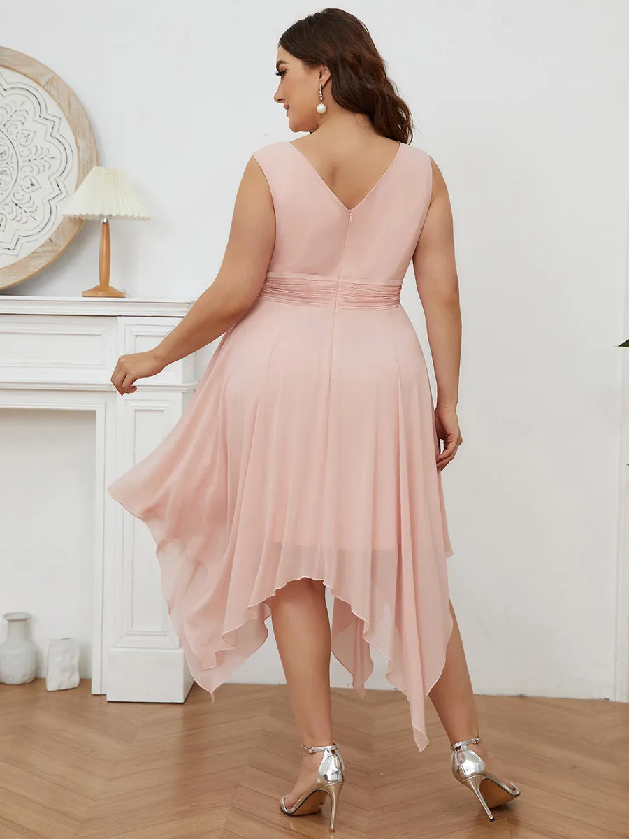 Plus Size Pretty Wholesale Knee Length Chiffon Bridesmaid Dress with Irregular Hem