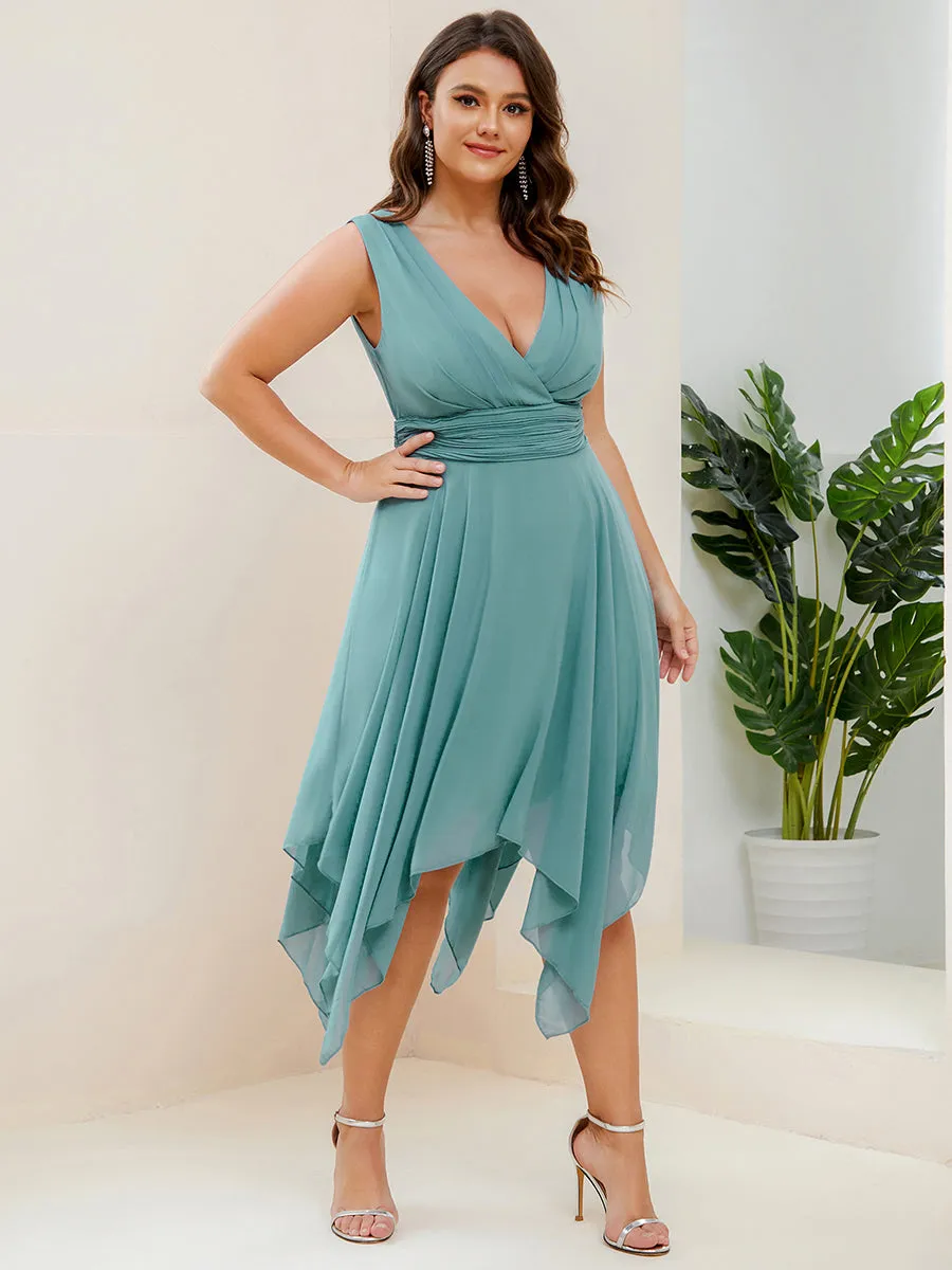 Plus Size Pretty Wholesale Knee Length Chiffon Bridesmaid Dress with Irregular Hem