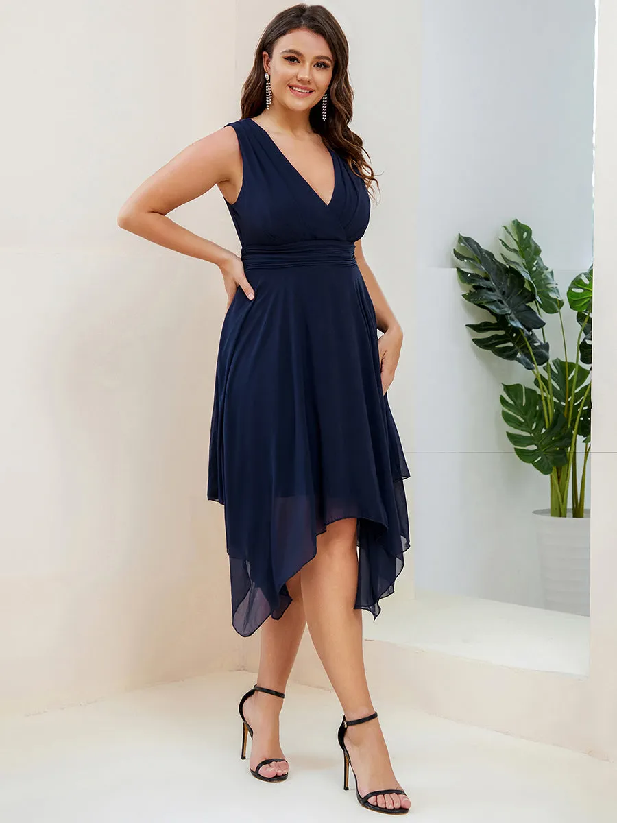 Plus Size Pretty Wholesale Knee Length Chiffon Bridesmaid Dress with Irregular Hem