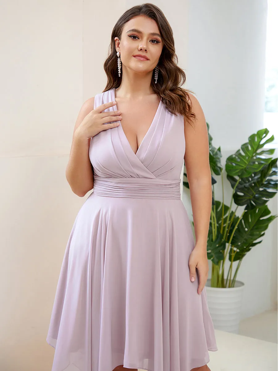 Plus Size Pretty Wholesale Knee Length Chiffon Bridesmaid Dress with Irregular Hem