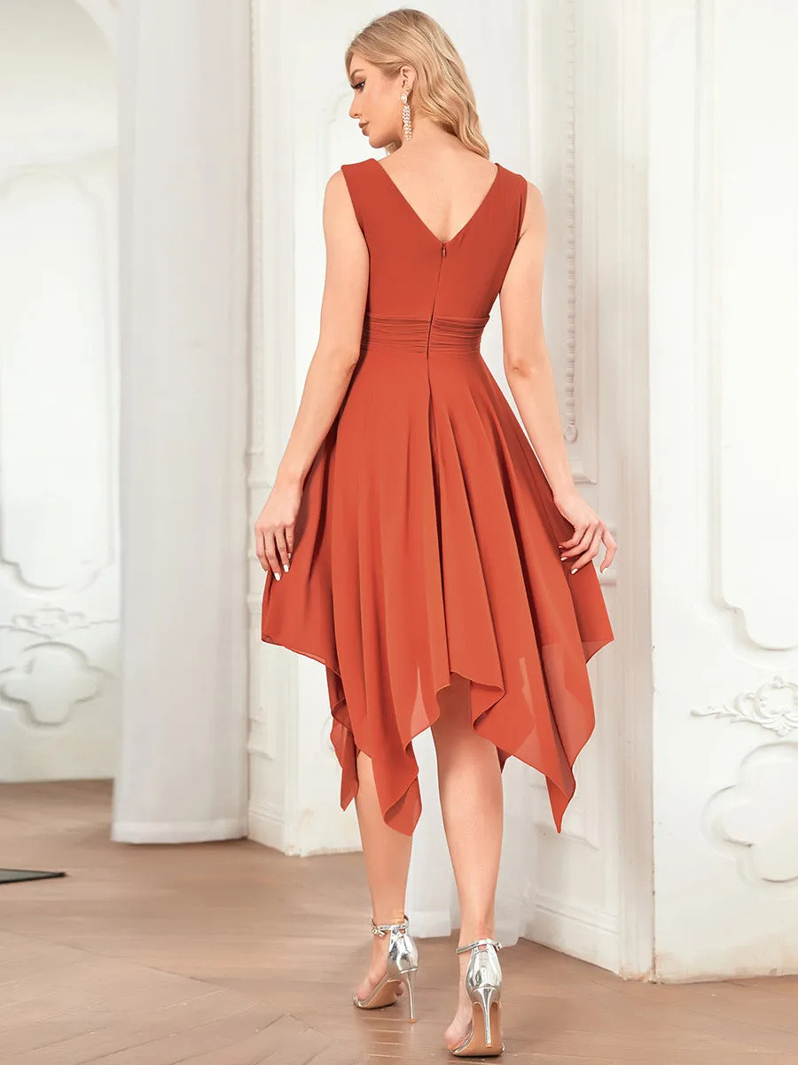 Pretty Wholesale Knee Length Chiffon Bridesmaid Dress with Irregular Hem