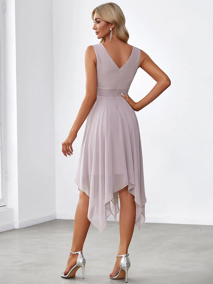 Pretty Wholesale Knee Length Chiffon Bridesmaid Dress with Irregular Hem