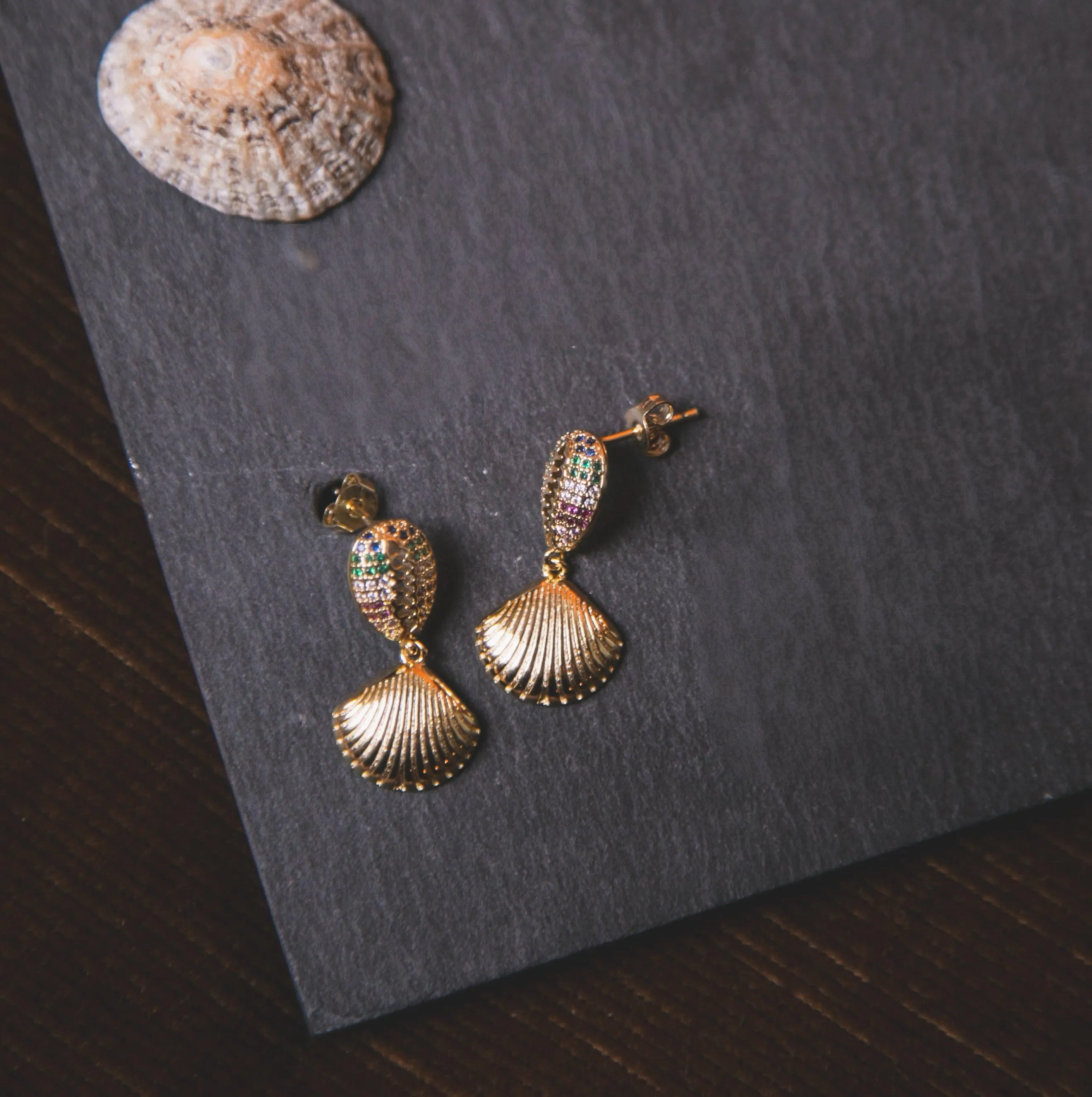 Rainbow Shell Earrings | 14K Gold Plated