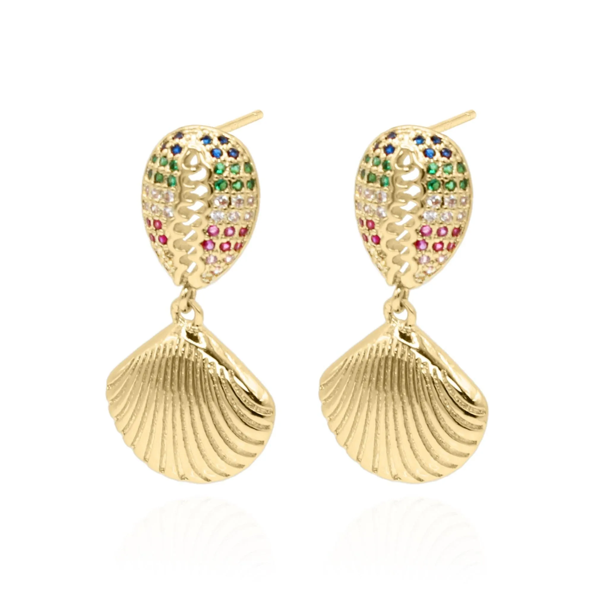 Rainbow Shell Earrings | 14K Gold Plated