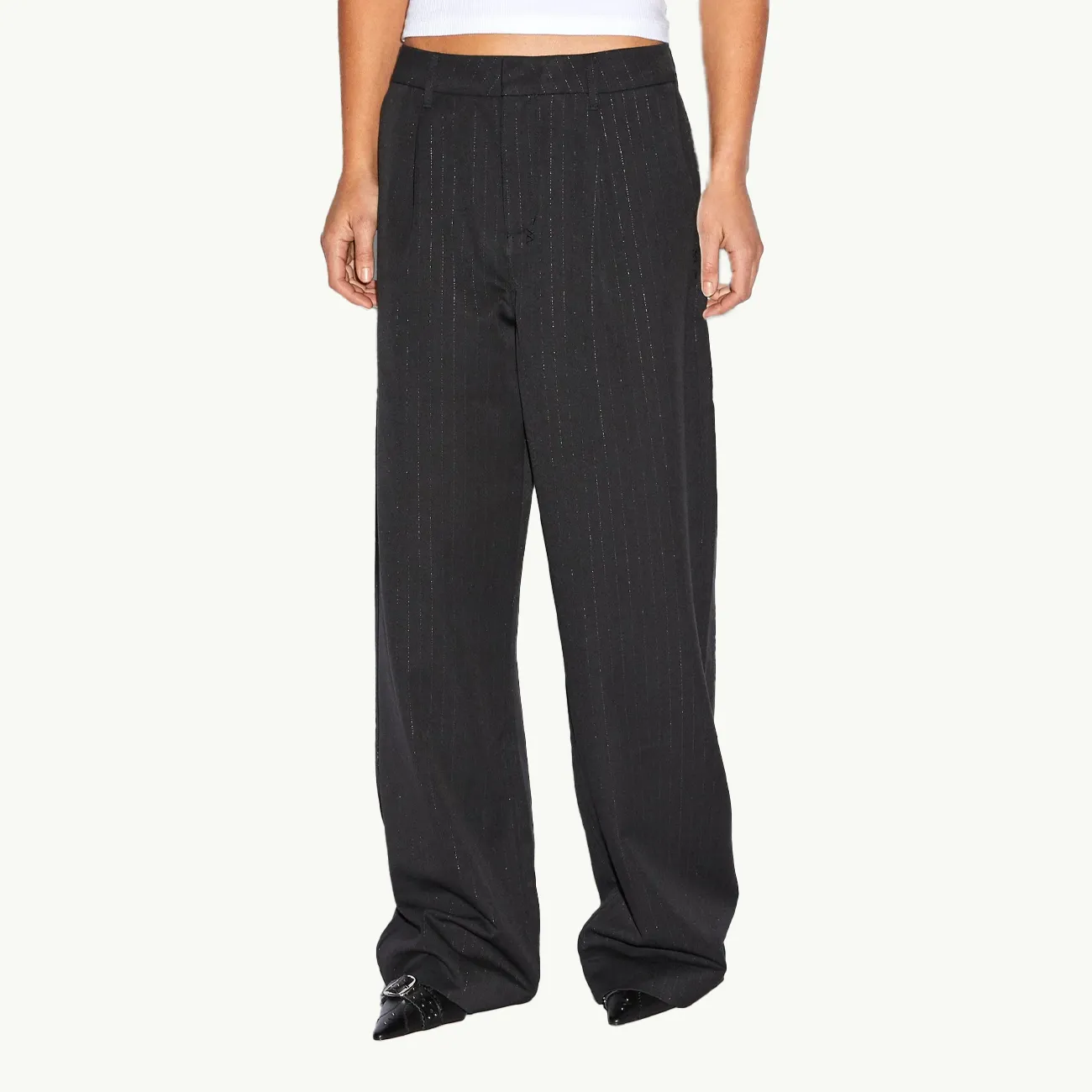 Rebel Trouser - Pinstripe Black