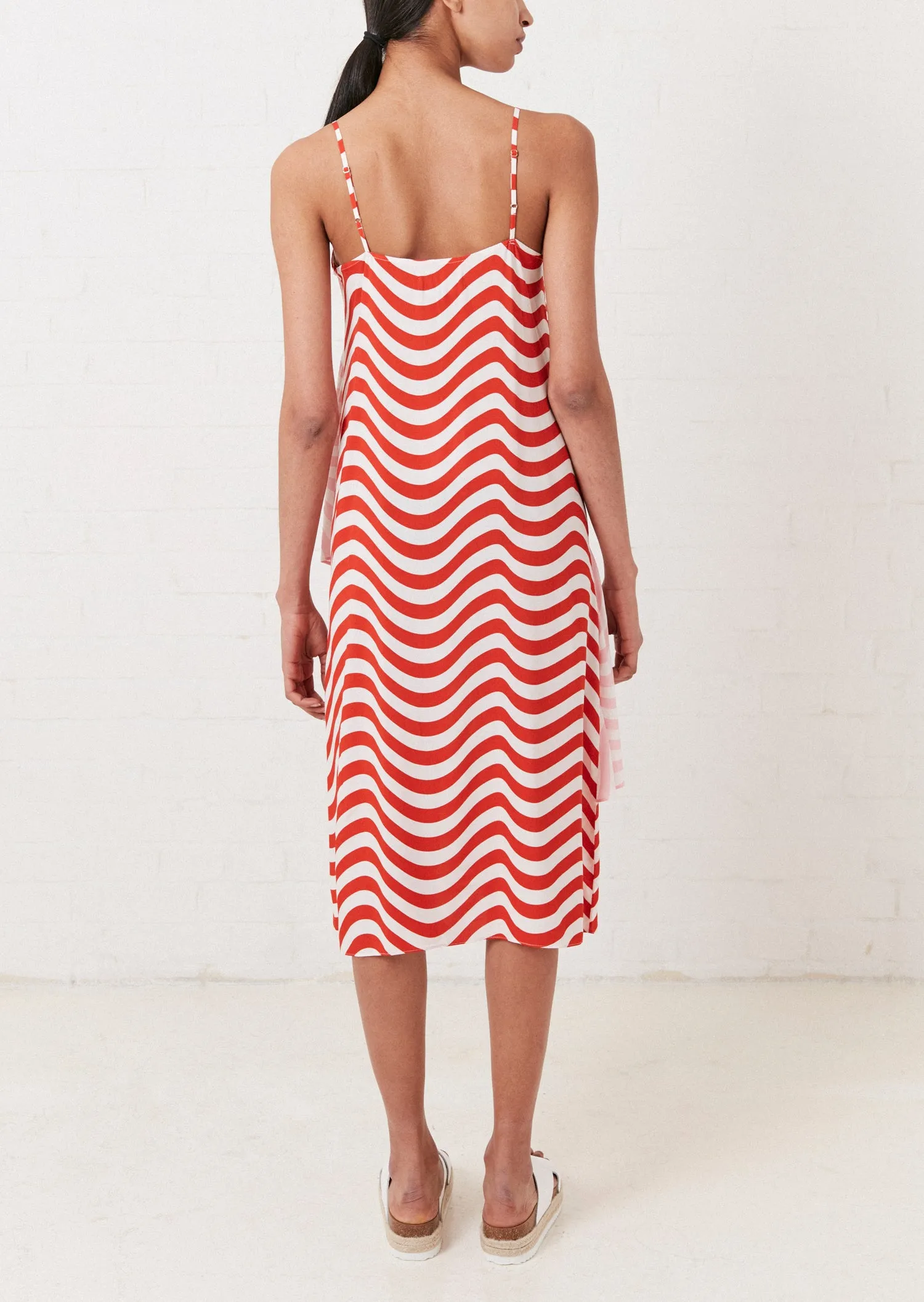 Red And Pink Wave Slip Dress