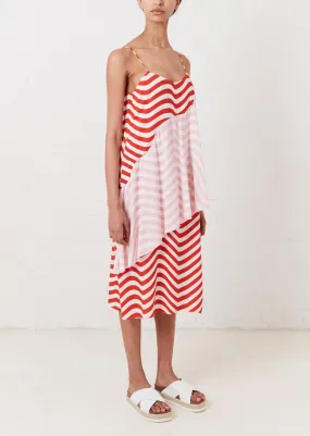 Red And Pink Wave Slip Dress