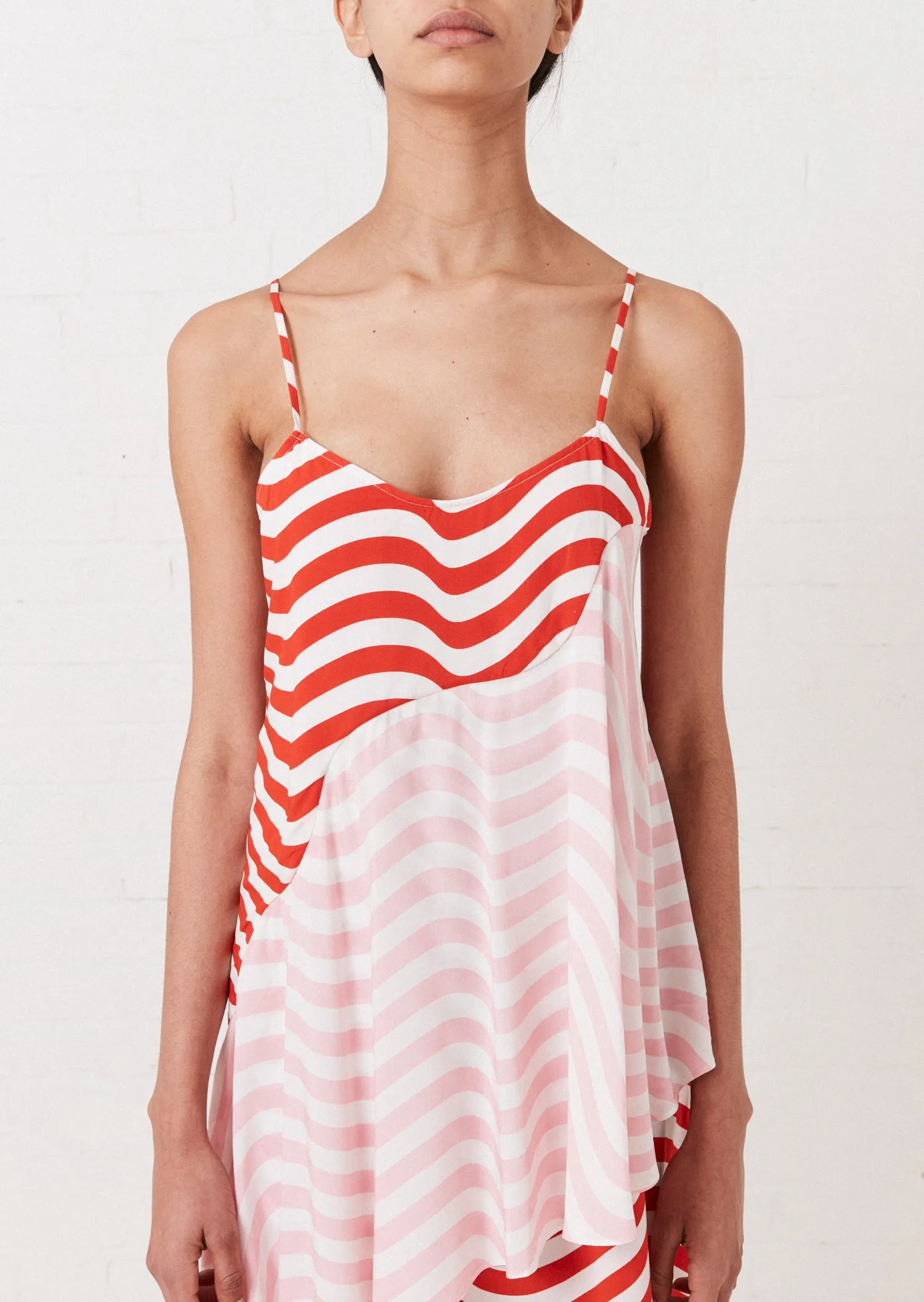 Red And Pink Wave Slip Dress