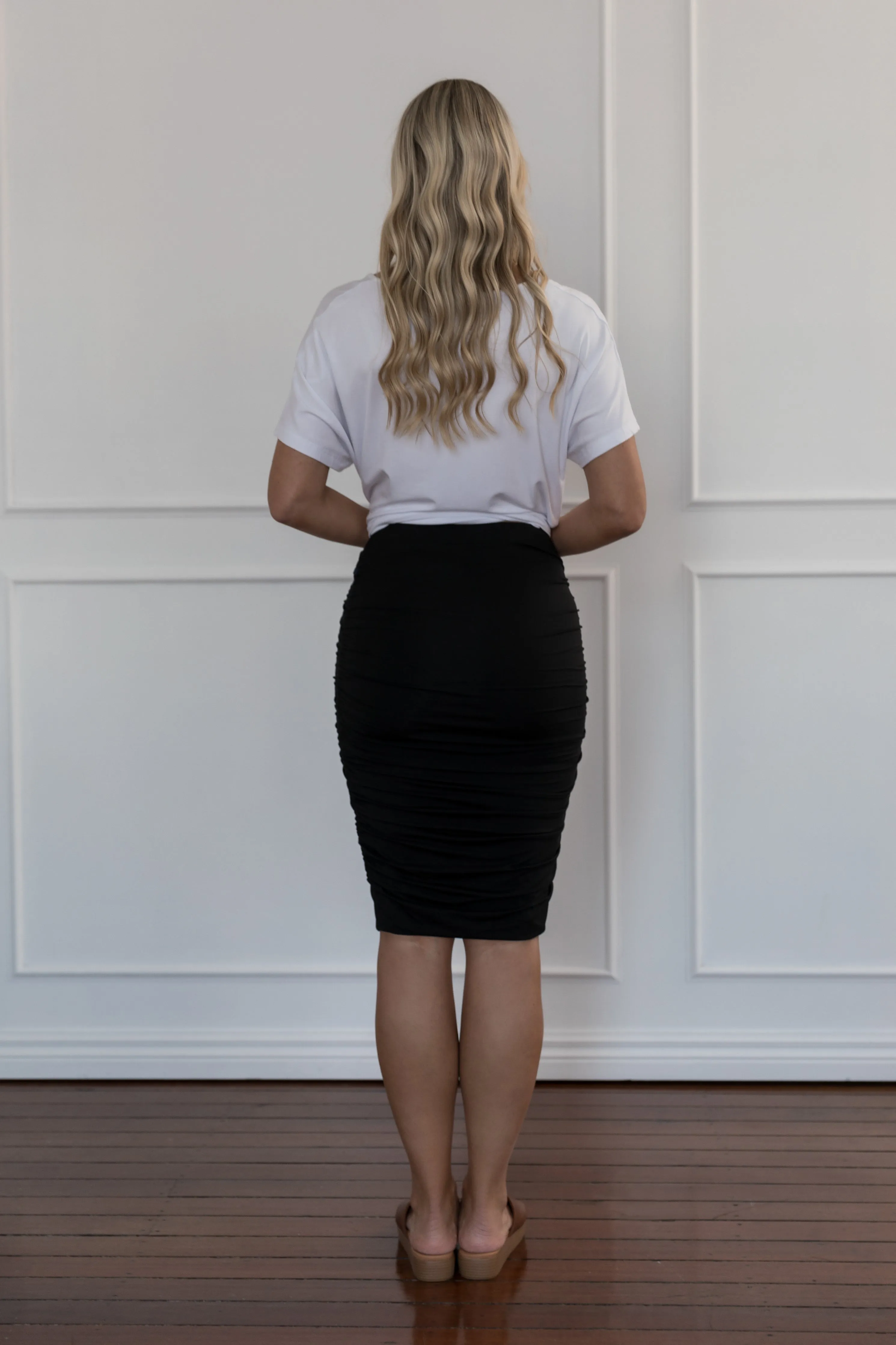 Ruche Skirt in Black