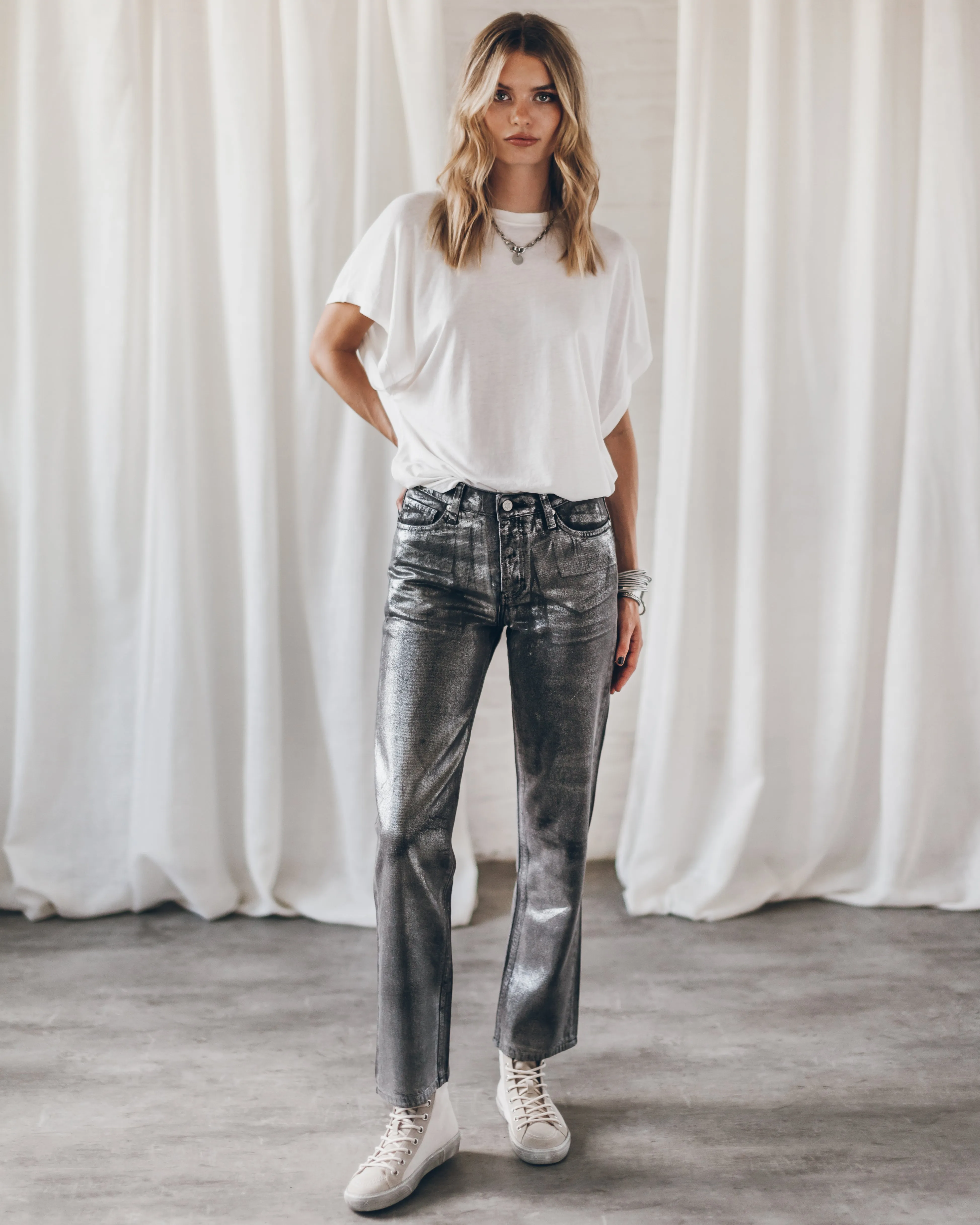 The Black Shimmer Straight Jeans