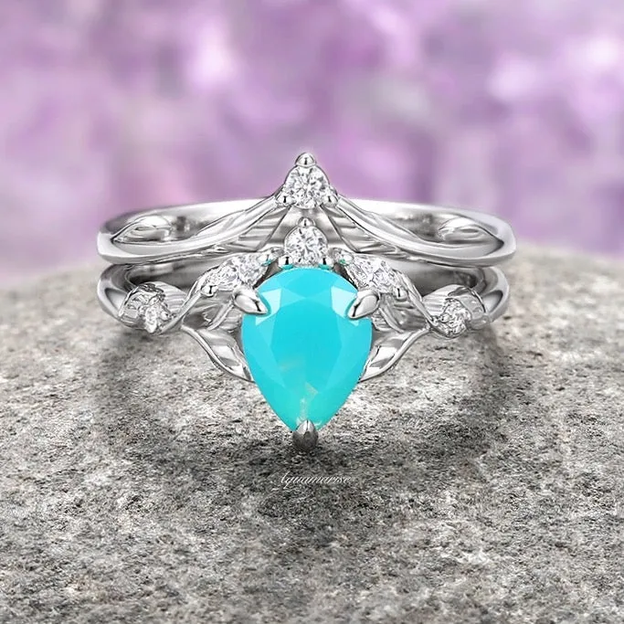 Turquoise Opalescent Blue Sapphire Ring- 925 Sterling Silver