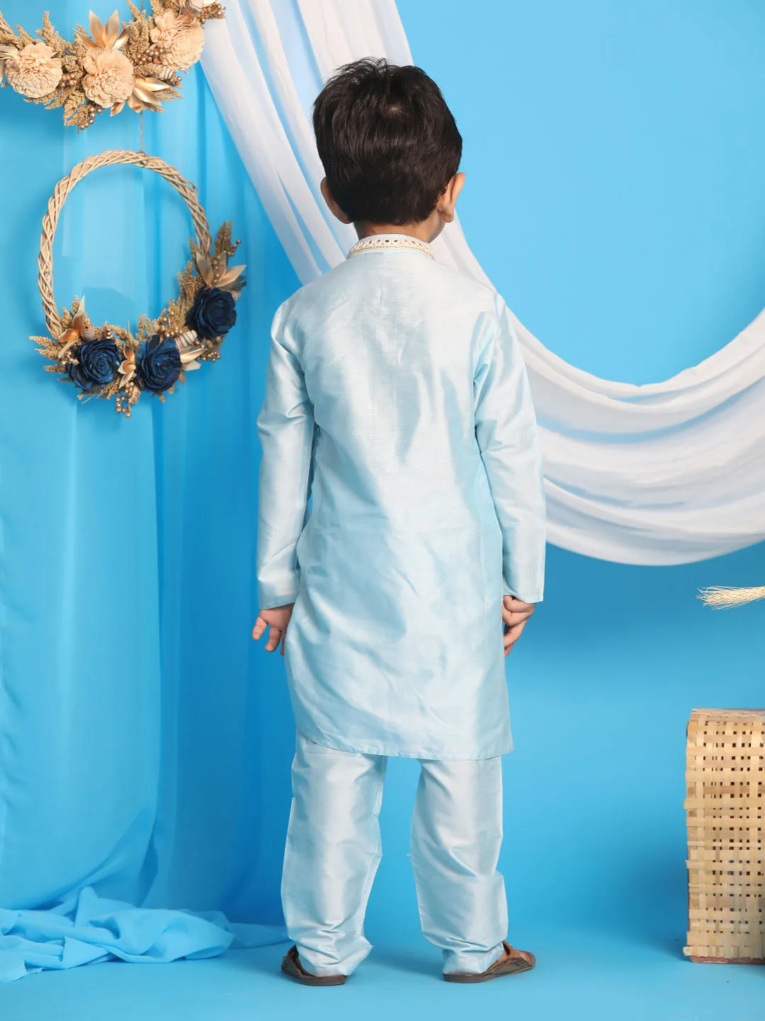 Vastramay Aqua Viscose Kurta Pyjama Siblings Set